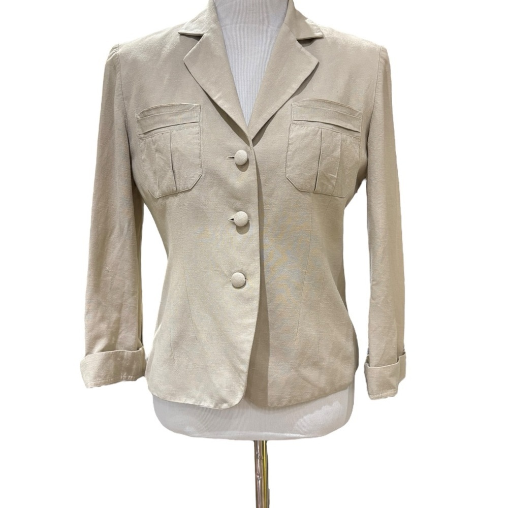Adrianna Papell Blazer Tailored Suit Jacket Tan Size 10